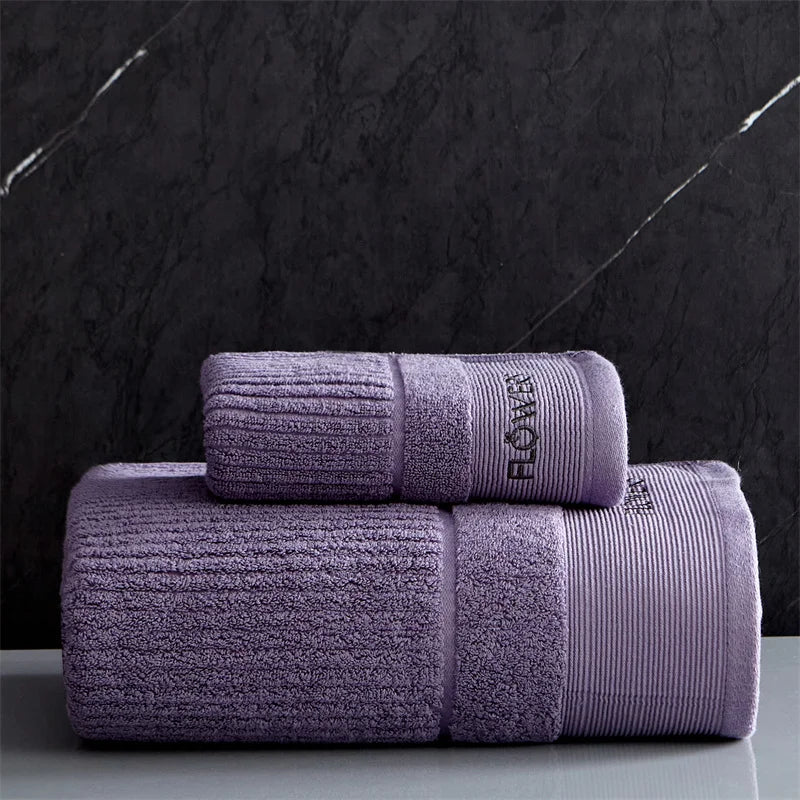 Cotton Towel Set – Soft, Absorbent, Embroidered, Thickened