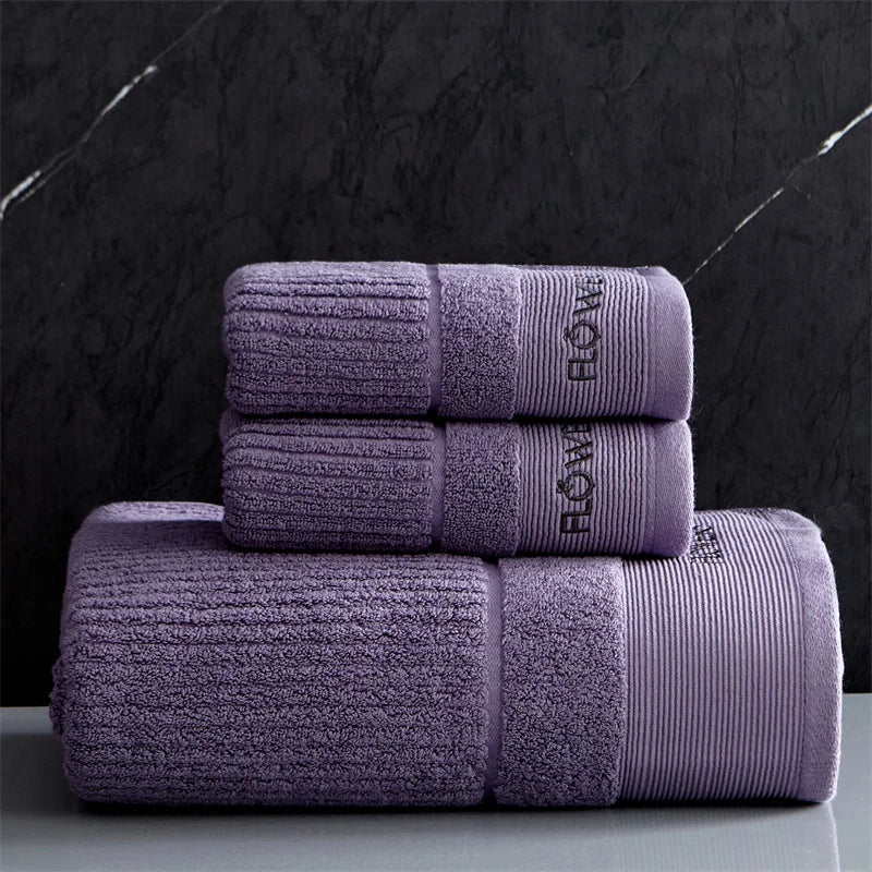 Cotton Towel Set – Soft, Absorbent, Embroidered, Thickened